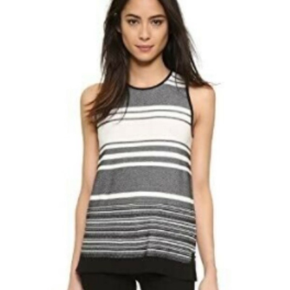 Vince Women’s Striped Knit Sleeveless Top Black and White Size Small 100% Cotton
